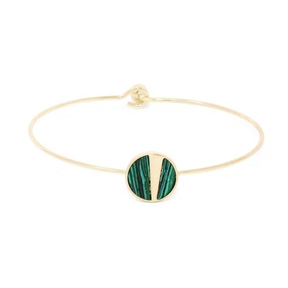 SEMI-PRECIOUS METAL TRIMMED DISC SKINNY CUFF BRACE